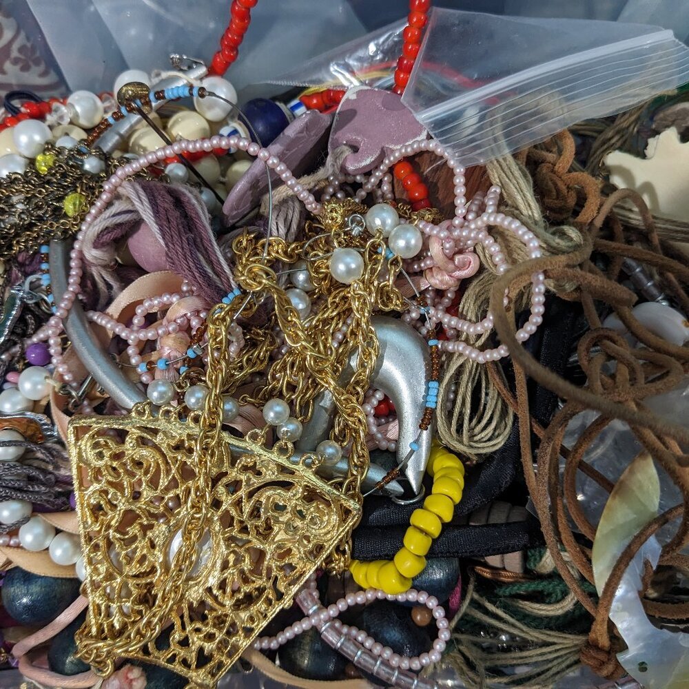 4lb Craft Jewelry Lot Mystery Box Harvest Repurpose Repair Upcycle Mixed Bulk